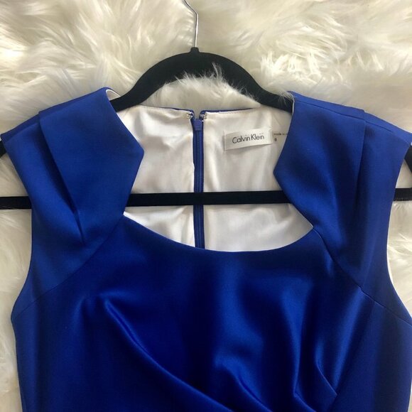 Calvin Klein Royal Blue Cap Sleeve Midi Dress. Size 6 - Picture 4 of 5